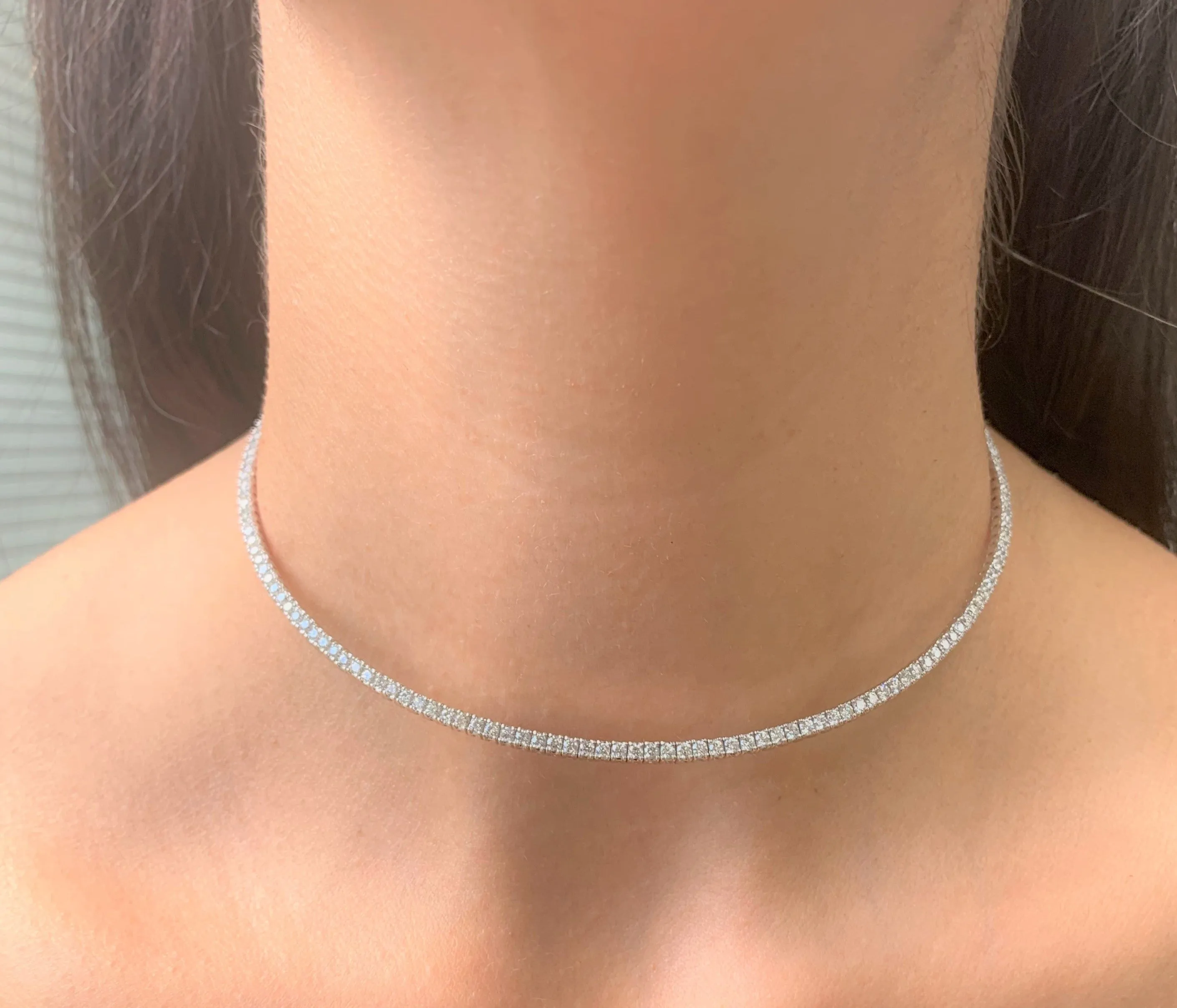 14k Gold & Diamond Flexible Choker Necklace - 3.33ct