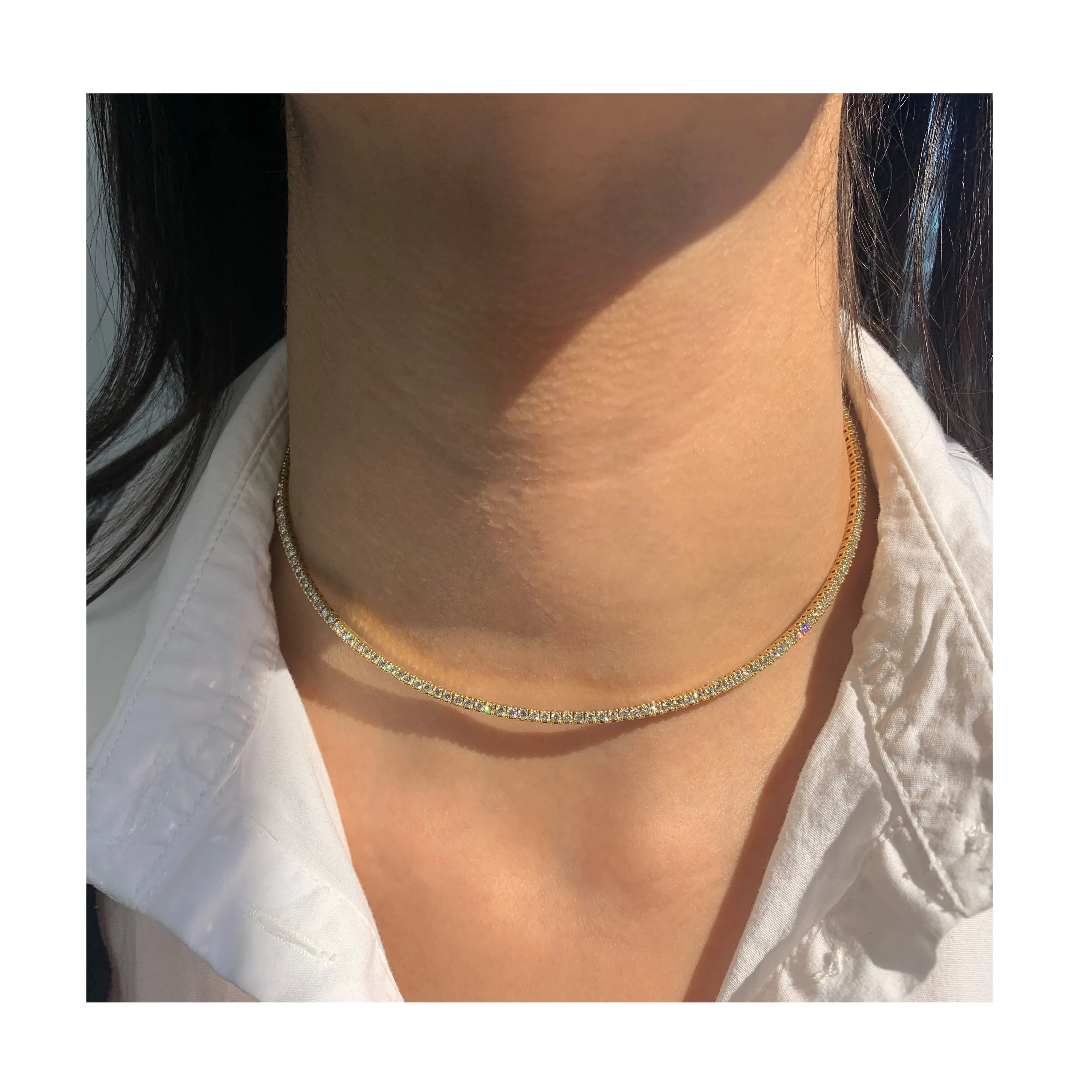 14k Gold & Diamond Flexible Choker Necklace - 3.33ct