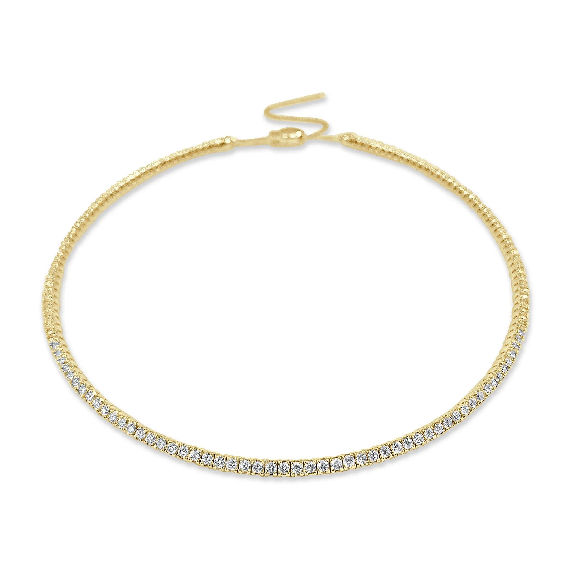 14k Gold & Diamond Flexible Choker Necklace - 3.33ct