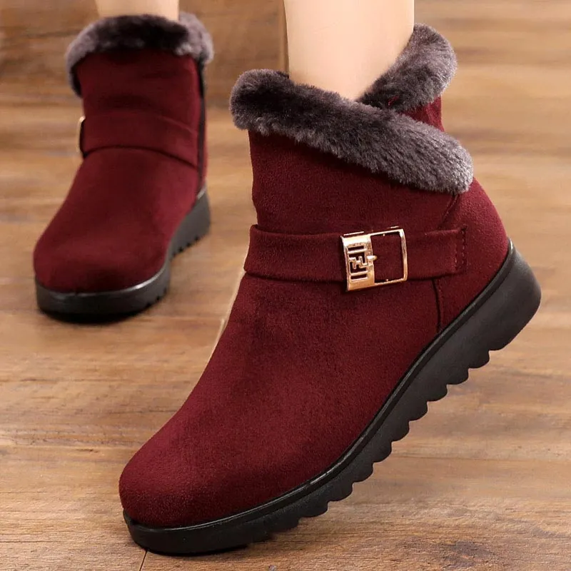 Amozae-Back to College Women boots snow 2024 warm plush suede zipper winter boots women shoes woman ankle boots female no-slip Botas Mujer