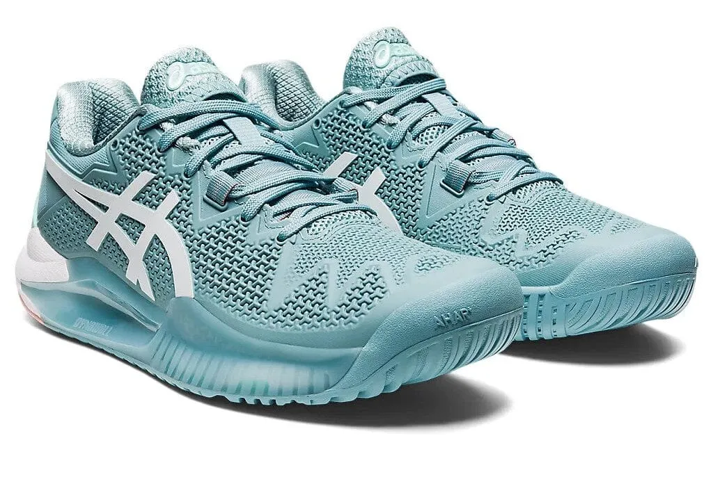 Asics Gel Resolution 8 Women's Tennis Shoes Smoke Blue/White