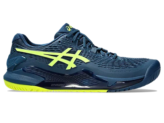 Asics Gel-Resolution 9 (Wide) Mako Blue/Safety Yellow Men's tennis shoes