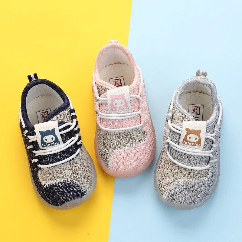 Baby Soft-Soled Toddler Shoes, Boys Flying Woven Coconut Sneakers, Girls, Baby Mesh Shoes