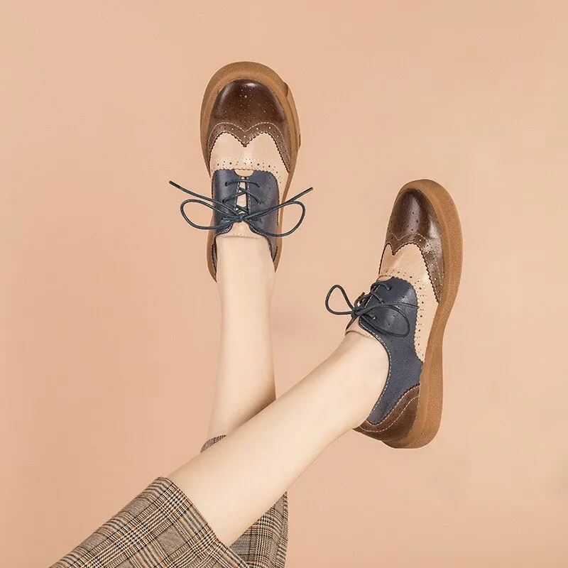 Betty - Tricolor Flat Casual Lace-up Oxford Shoes for Women