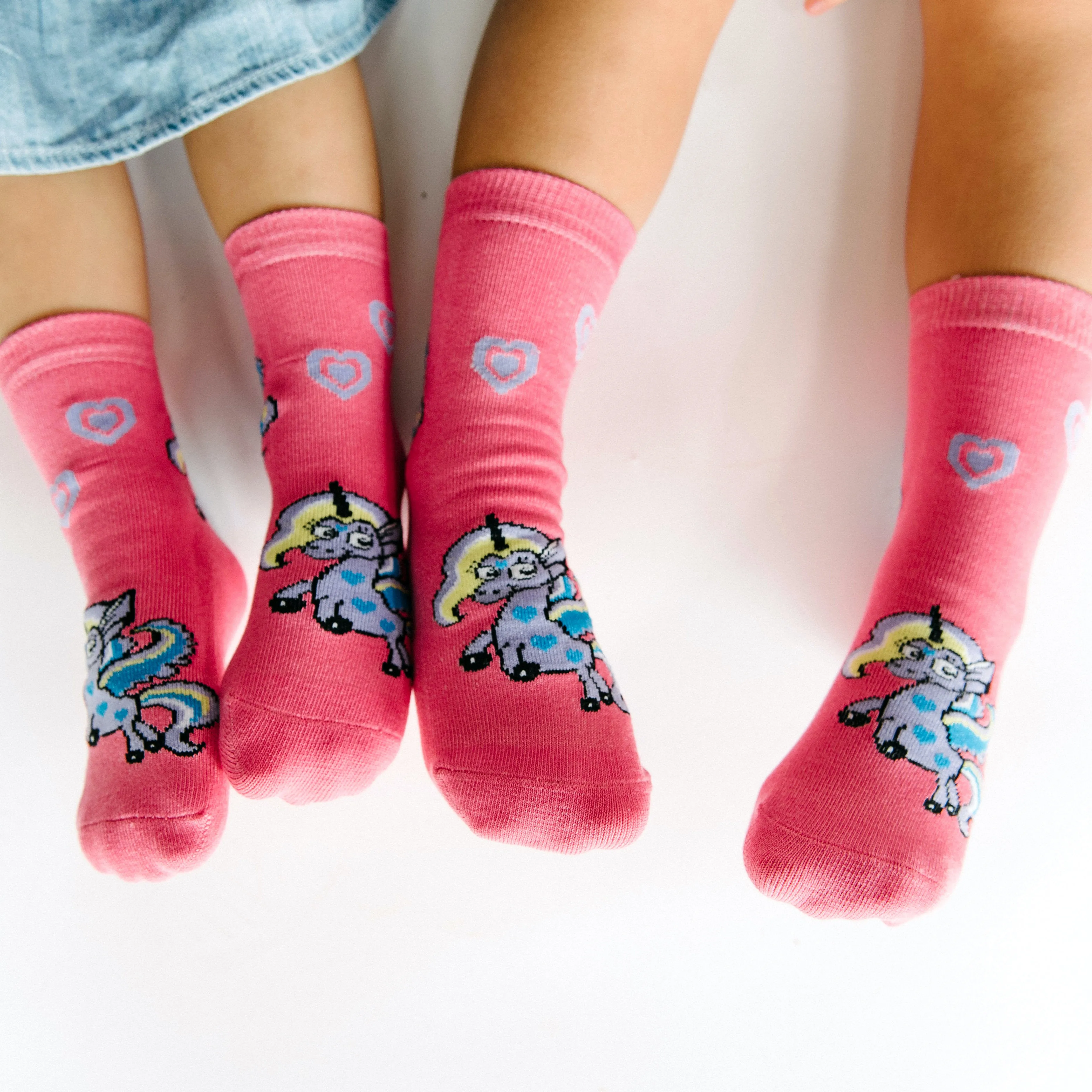 Butterfly/Unicorn Non-Slip Socks 6-pack (5-9 years)