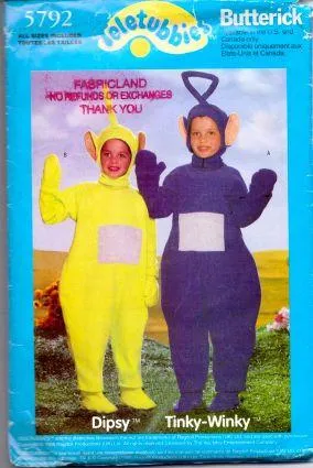 Butterick 5792 Children's Toddler Teletubbies Halloween Costume Sewing Pattern