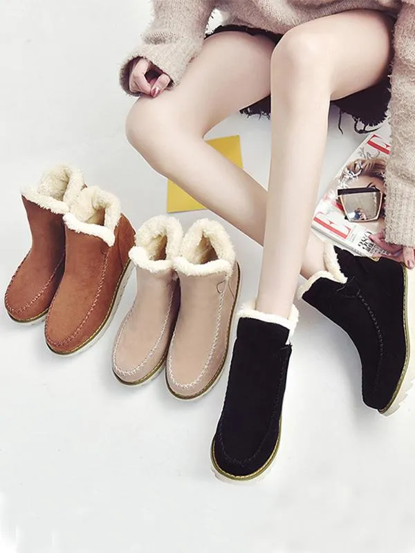 Casual Winter Solid Color Warm Snow Boots Shoes