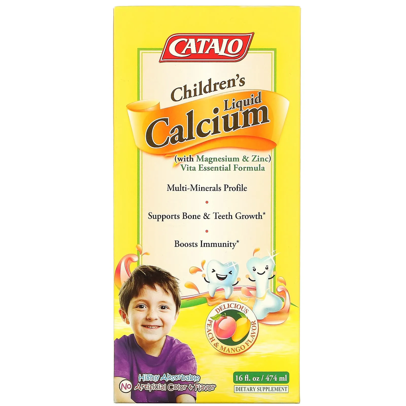 Catalo Naturals Liquid Calcium for Children with Magnesium and Zinc, Peach and Mango 16 fl oz