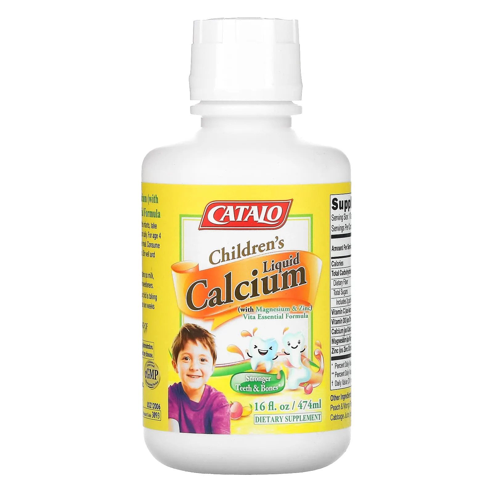 Catalo Naturals Liquid Calcium for Children with Magnesium and Zinc, Peach and Mango 16 fl oz