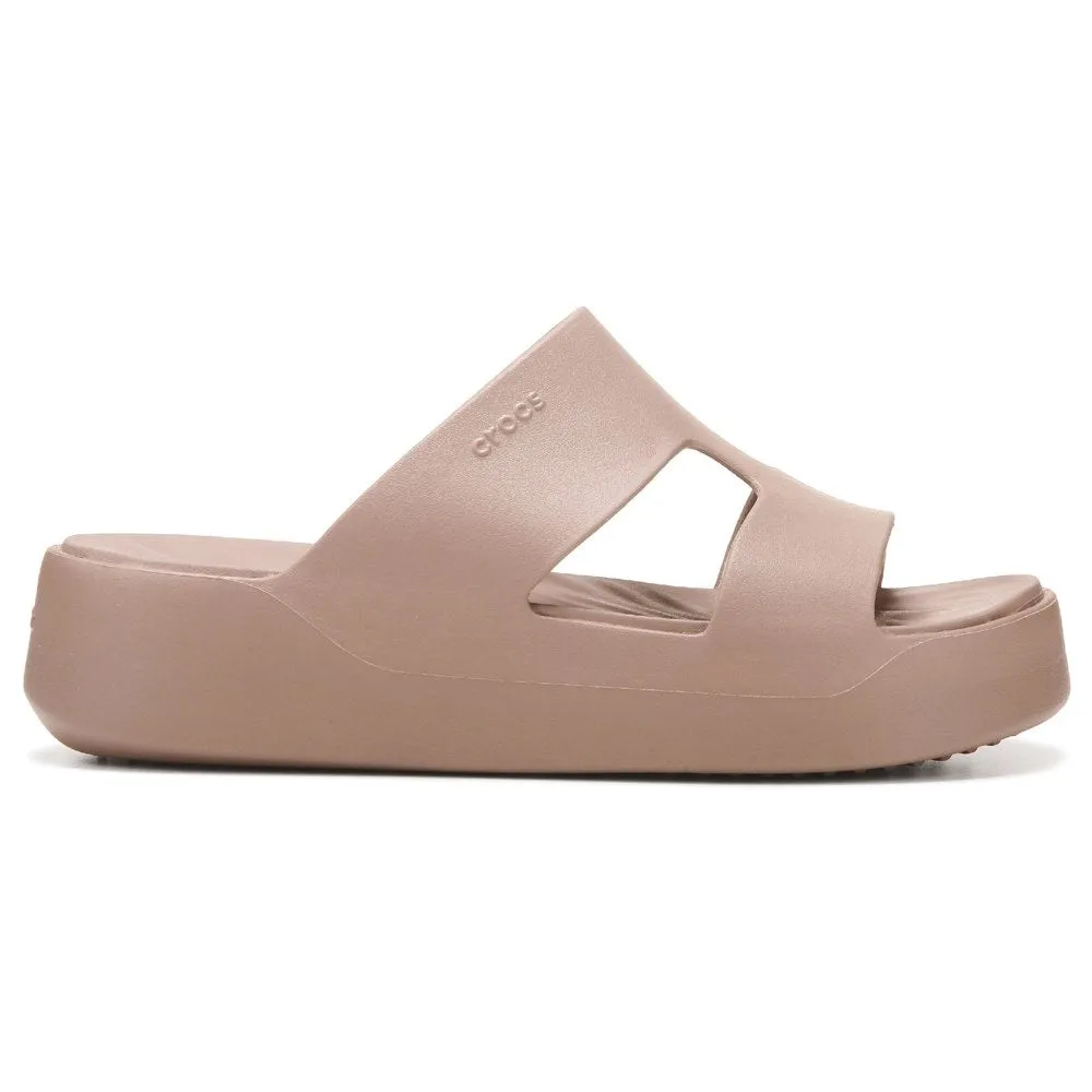 Crocs Women's H-Strap Platform Slides, Latte