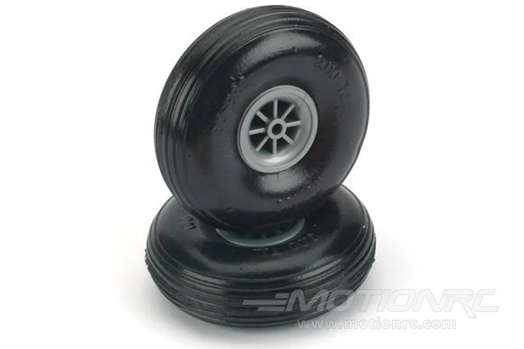 Du-Bro 82.5mm (3.25") x 29mm Treaded Lightweight Polyurethane Wheels for 4mm Axle (2 Pack)