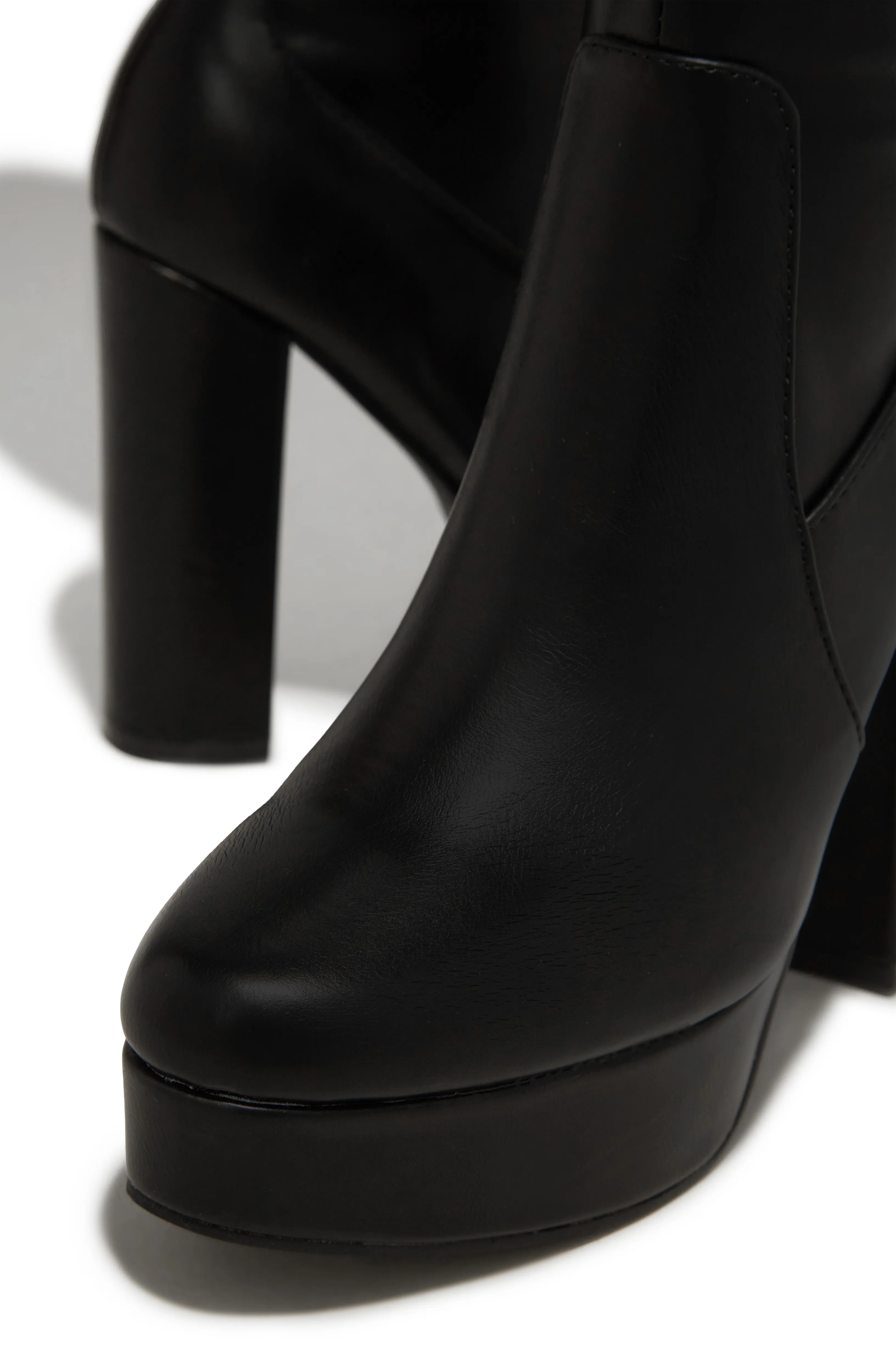 Ellie Platform Block Heel Boots - Black