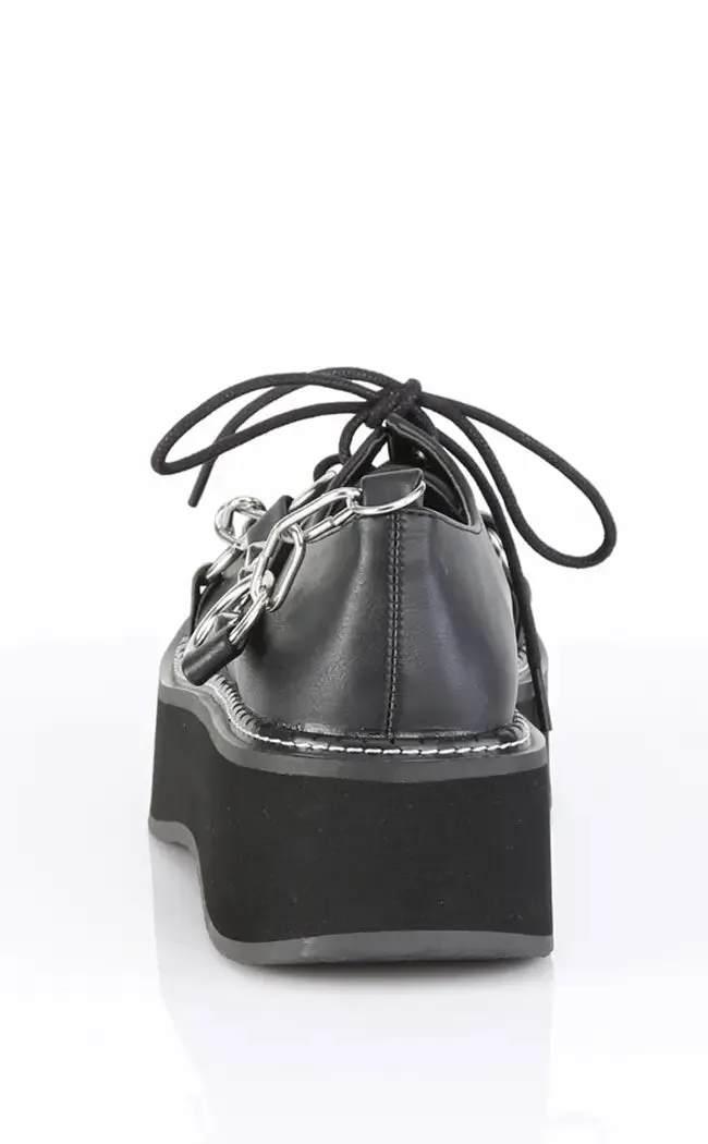 EMILY-32 Black Vegan Leather Oxford Shoes