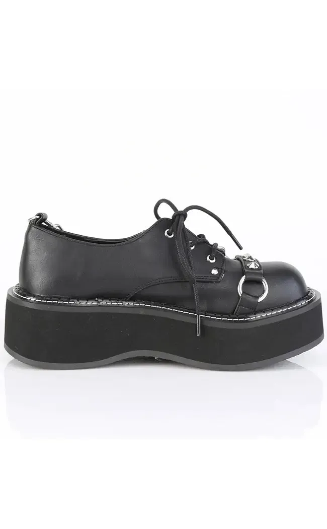 EMILY-32 Black Vegan Leather Oxford Shoes