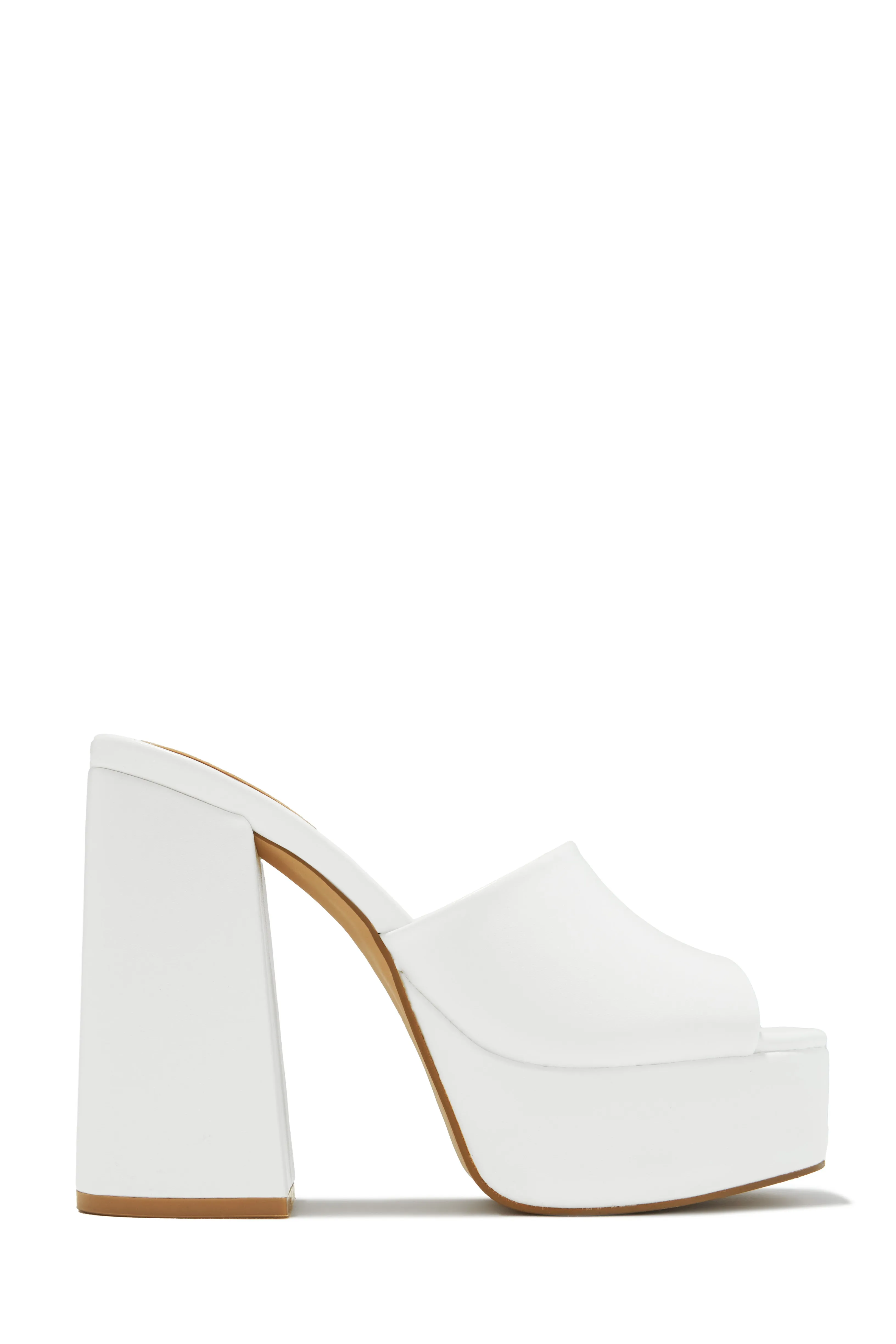 Emily Platform Block Heel Mules - Nude