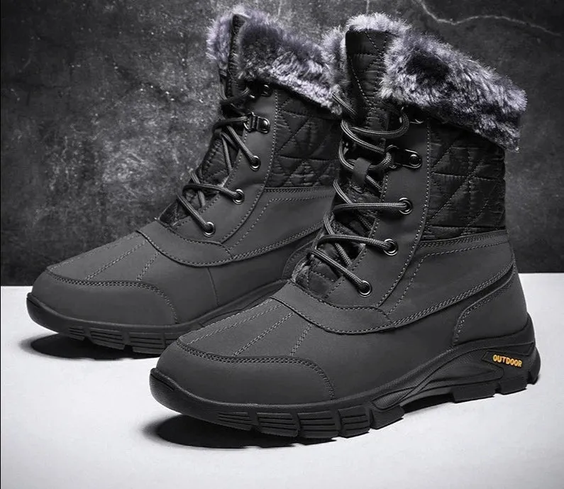 Fashion Casual Mens Shoes Warm Plush Boots Lace Up Non-Slip Handmade Comfortable Fur Waterproof Snow Boots Size 38-48