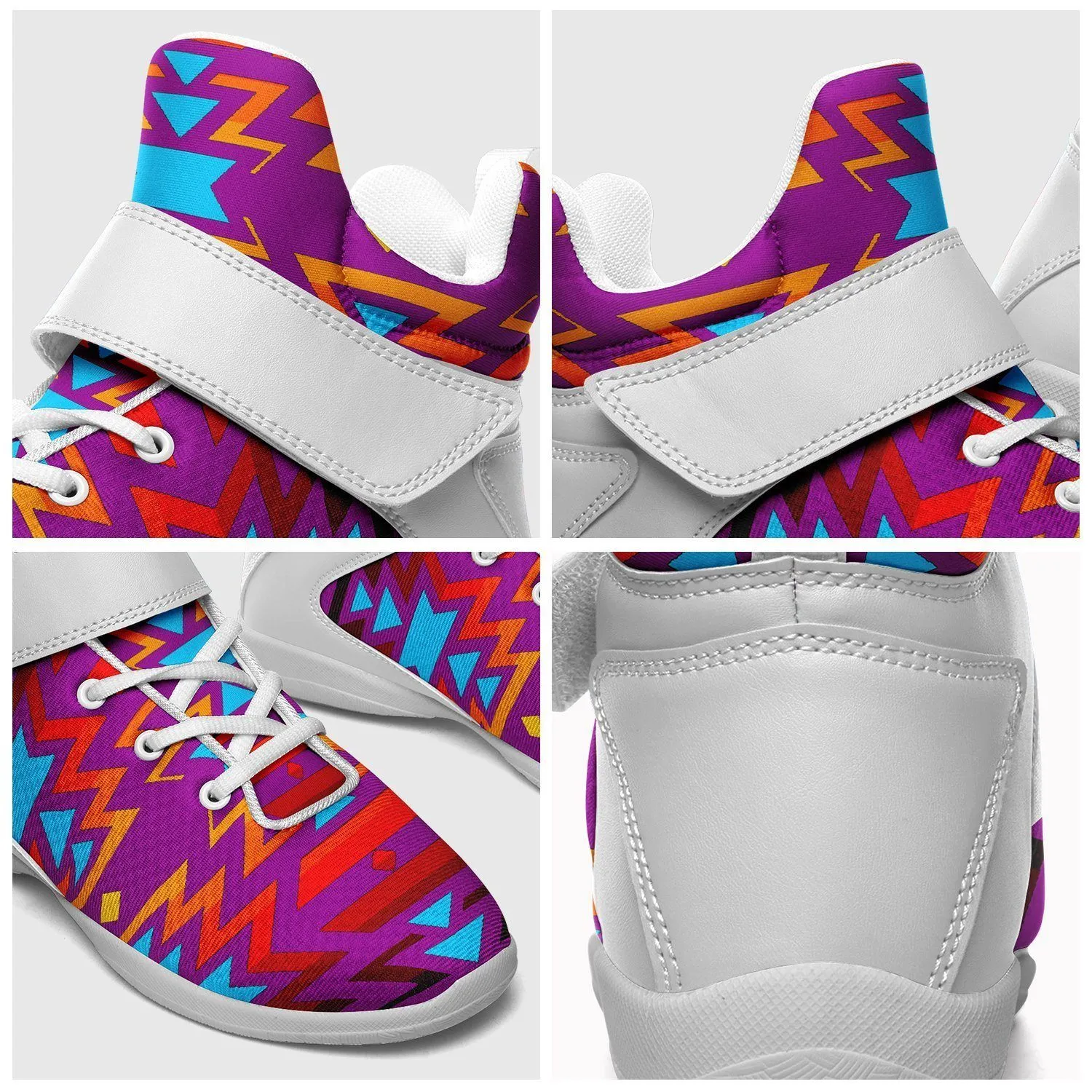 Fire Colors and Turquoise Purple Kid's Ipottaa Basketball / Sport High Top Shoes