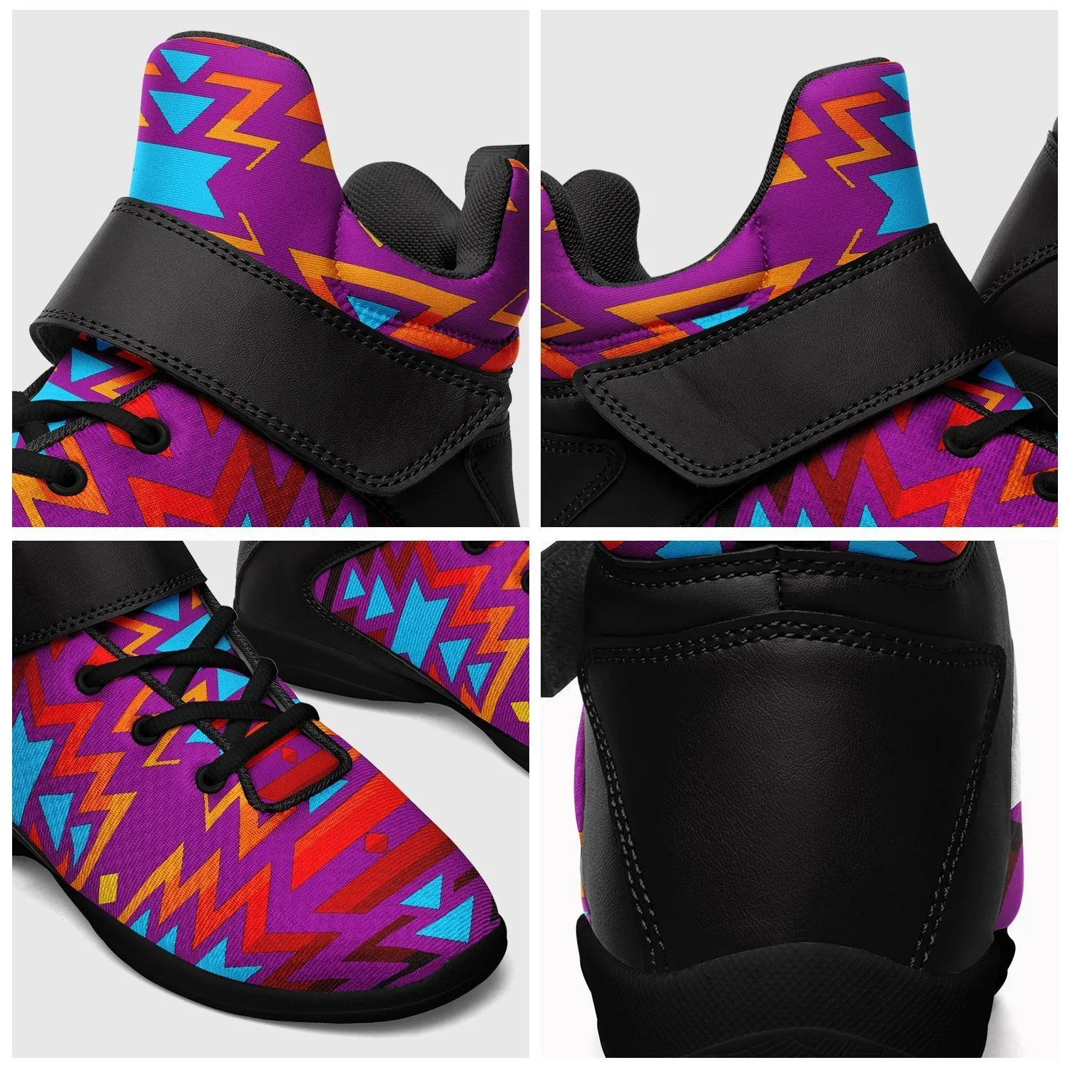 Fire Colors and Turquoise Purple Kid's Ipottaa Basketball / Sport High Top Shoes