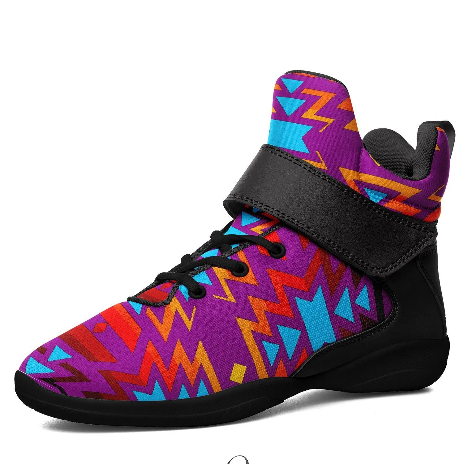 Fire Colors and Turquoise Purple Kid's Ipottaa Basketball / Sport High Top Shoes