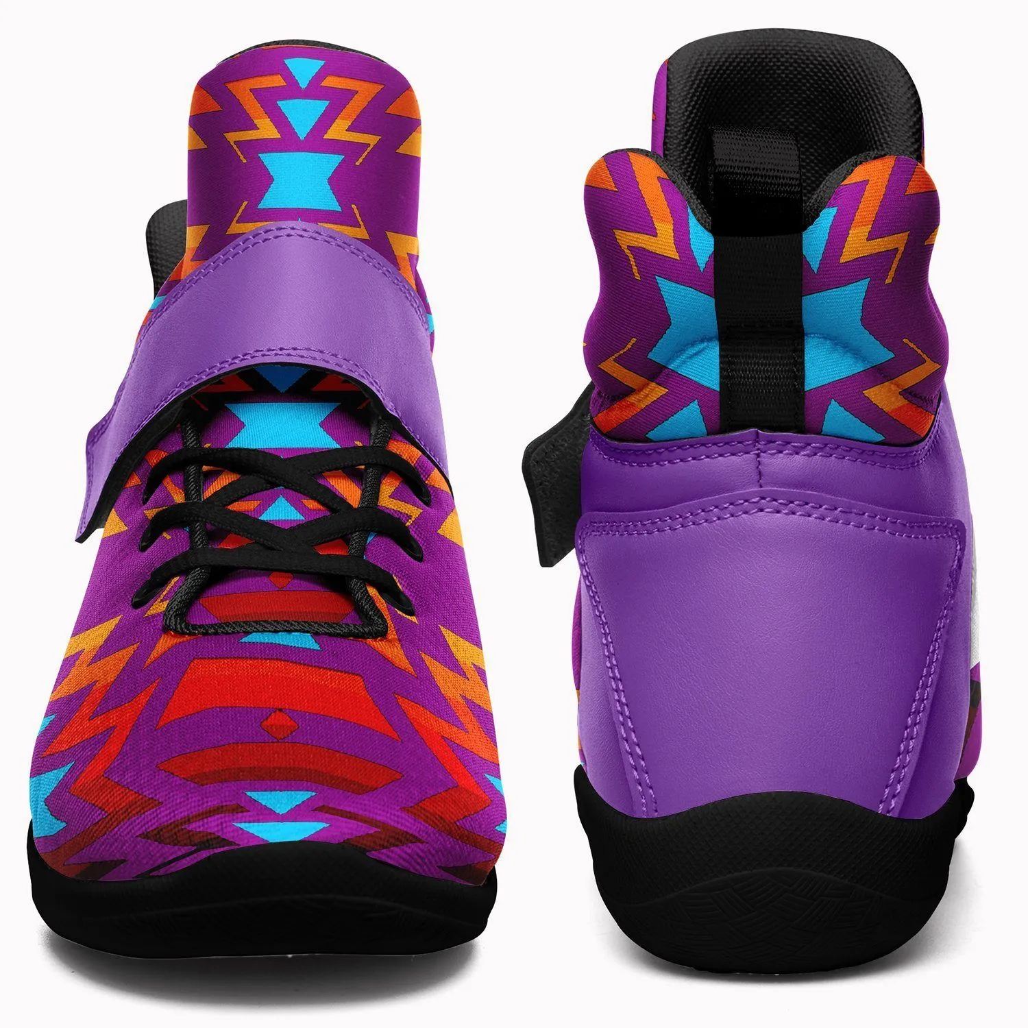 Fire Colors and Turquoise Purple Kid's Ipottaa Basketball / Sport High Top Shoes