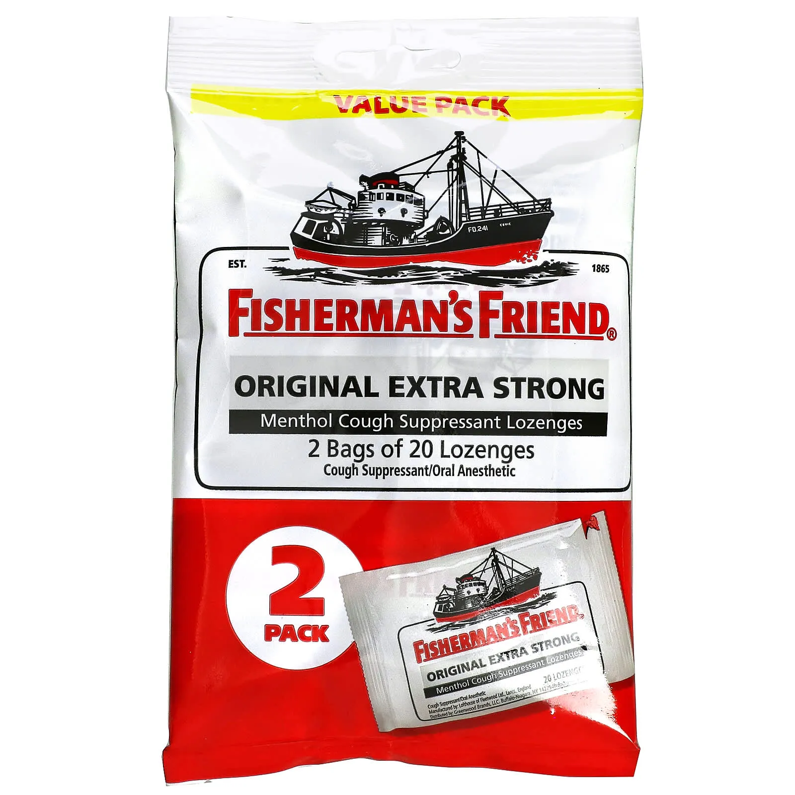 Fisherman's Friend Menthol Cough Suppressant Lozenges, 40 Lozenges