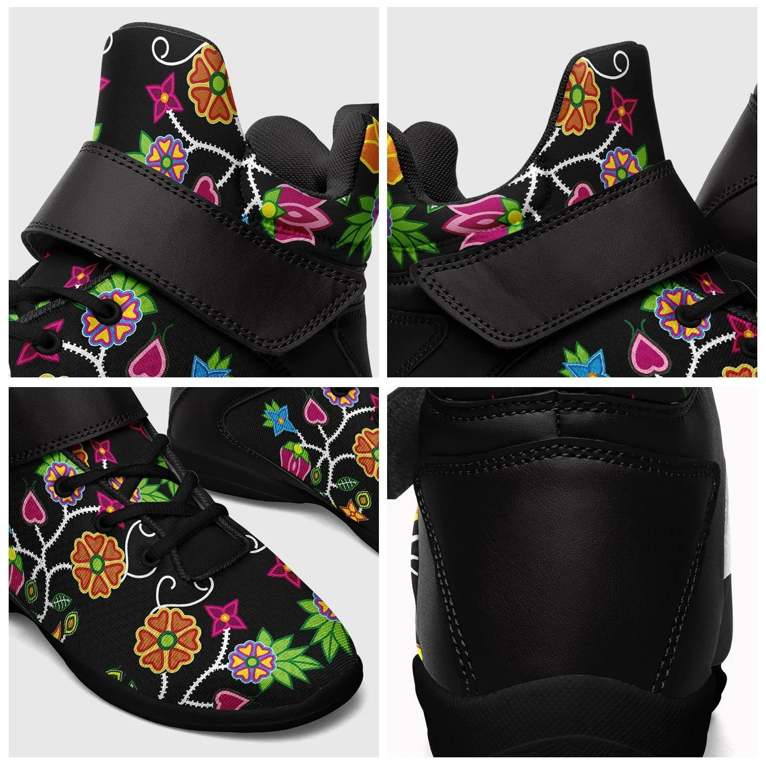 Floral Beadwork Ipottaa Basketball / Sport High Top Shoes - Black Sole