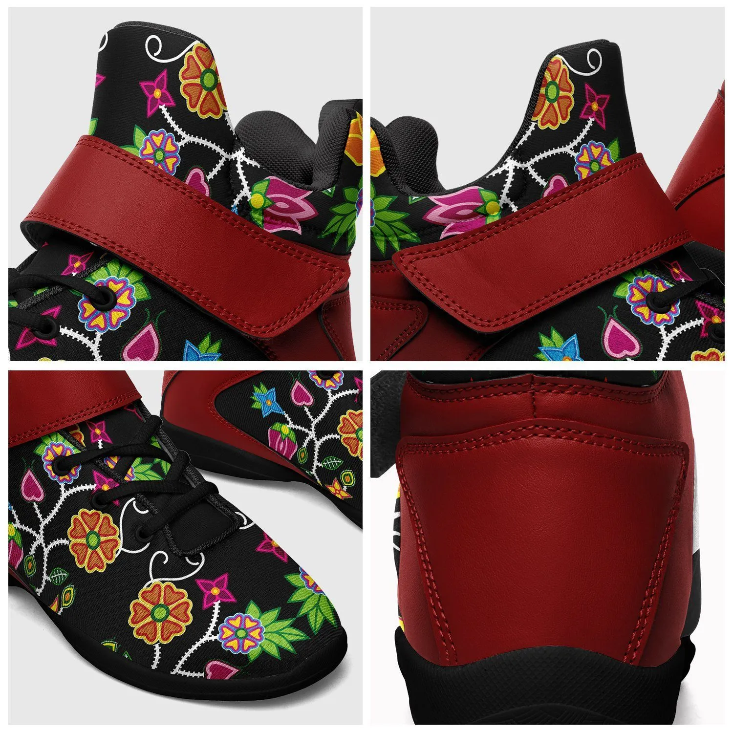 Floral Beadwork Ipottaa Basketball / Sport High Top Shoes - Black Sole