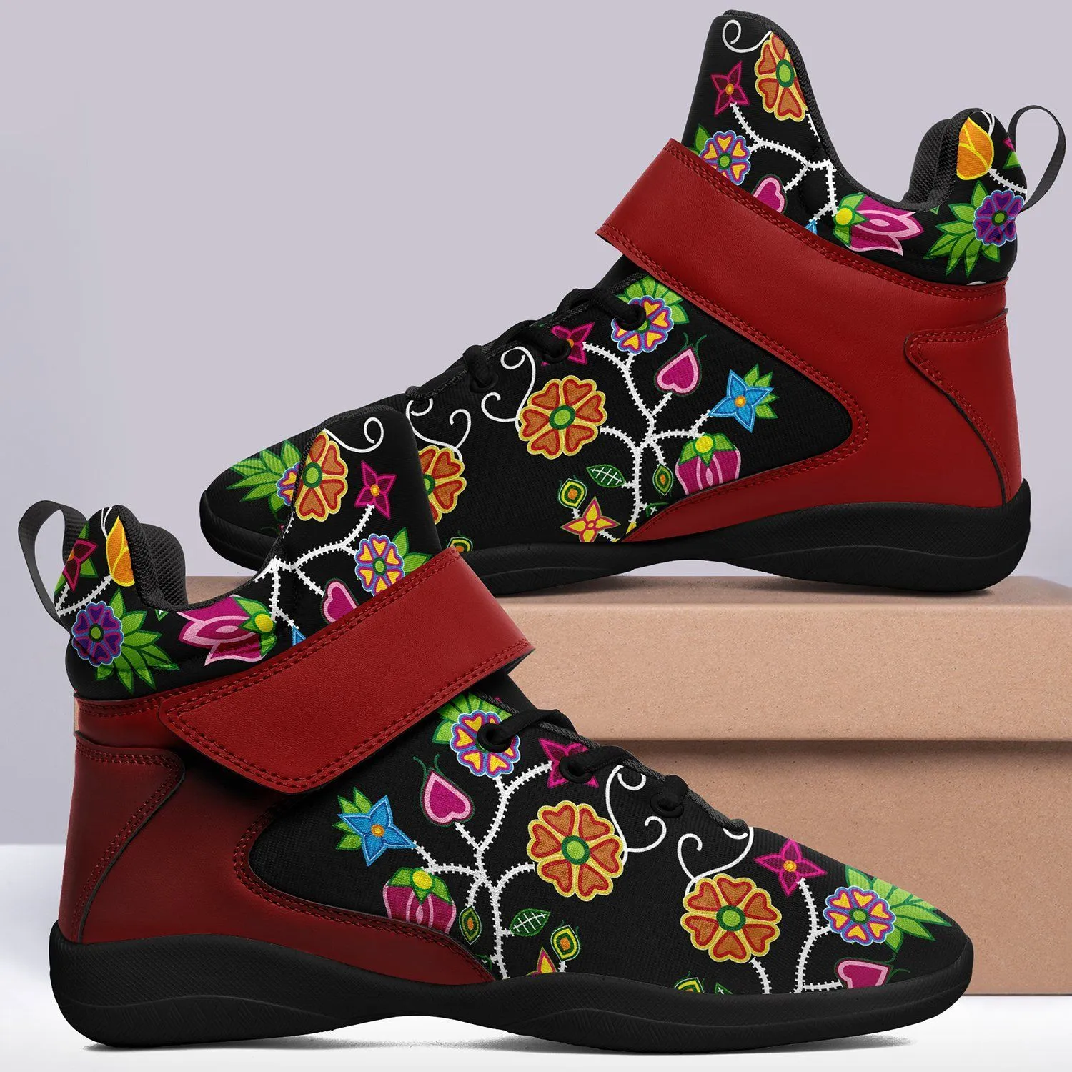 Floral Beadwork Ipottaa Basketball / Sport High Top Shoes - Black Sole