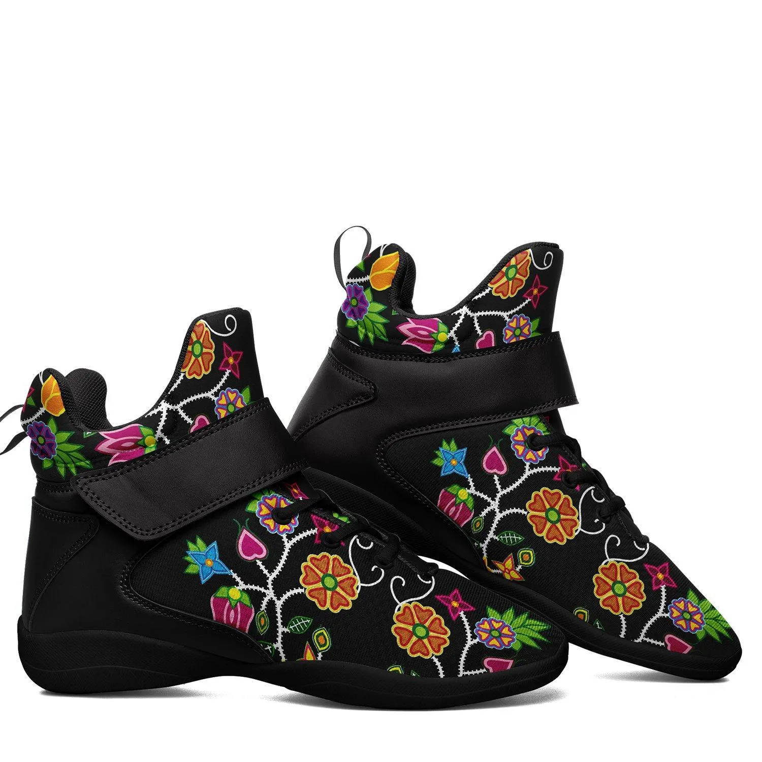 Floral Beadwork Ipottaa Basketball / Sport High Top Shoes - Black Sole