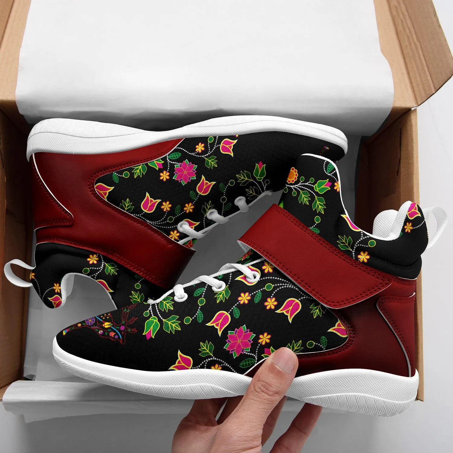 Floral Elk Ipottaa Basketball / Sport High Top Shoes - White Sole