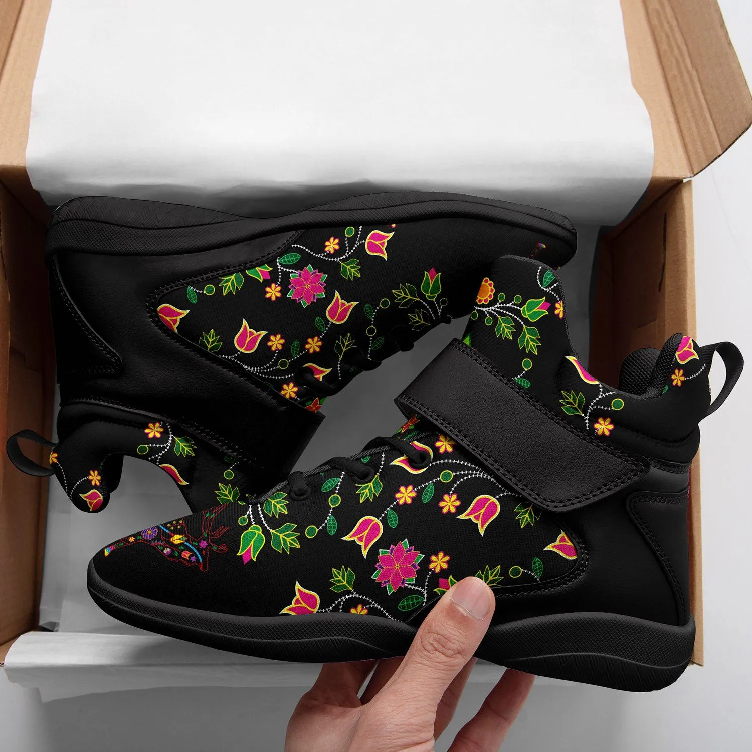 Floral Elk Kid's Ipottaa Basketball / Sport High Top Shoes