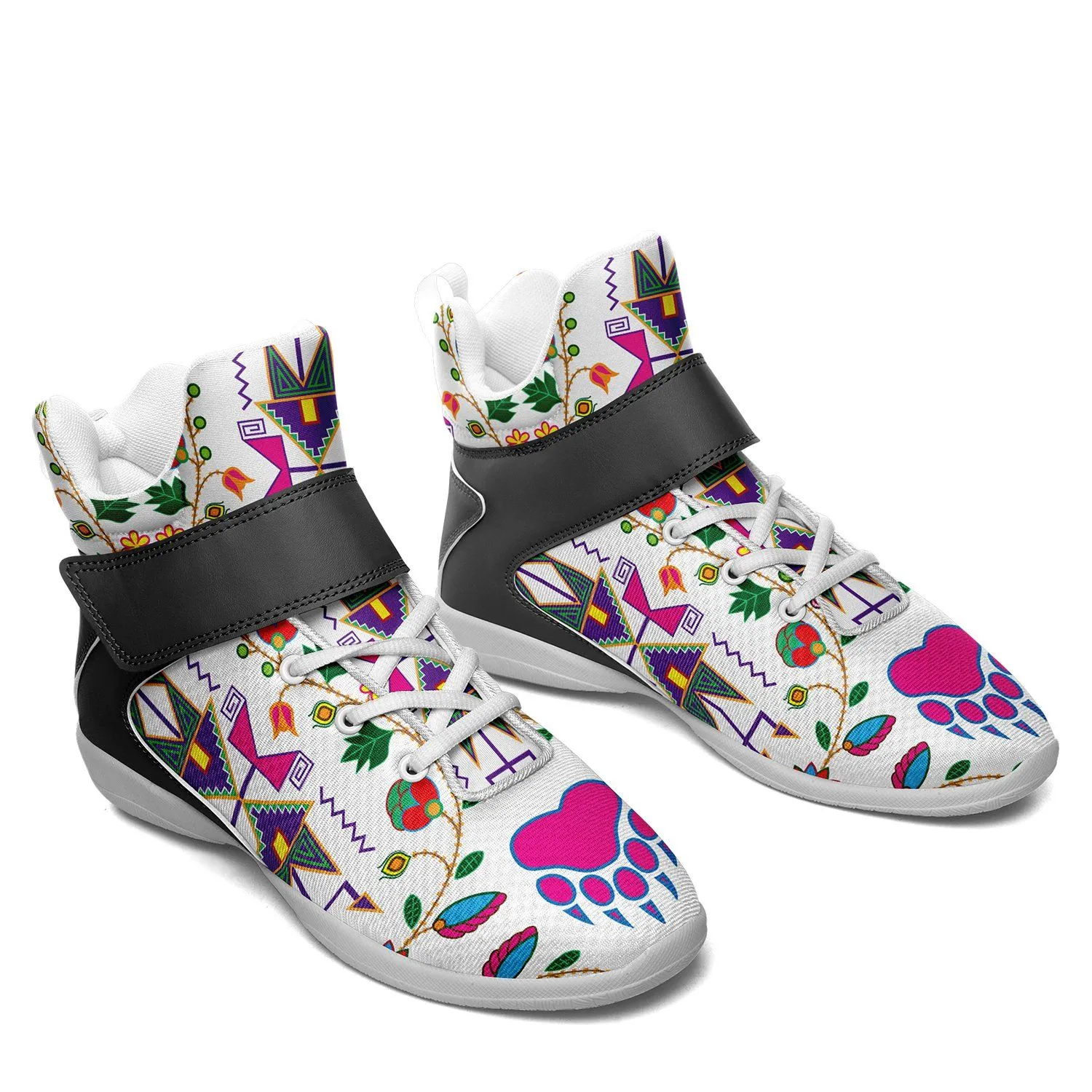 Geometric Floral Fall White Ipottaa Basketball / Sport High Top Shoes