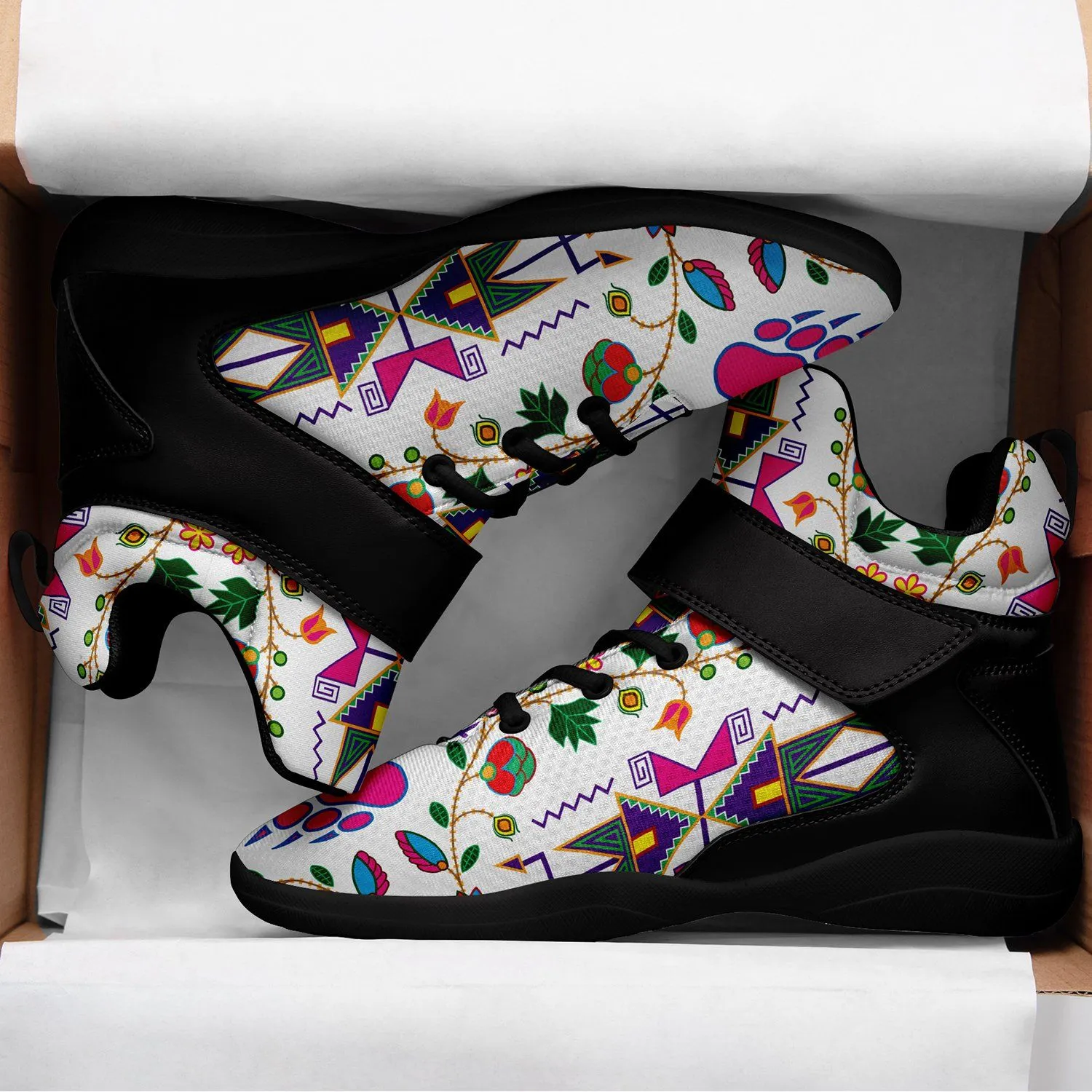 Geometric Floral Fall White Ipottaa Basketball / Sport High Top Shoes