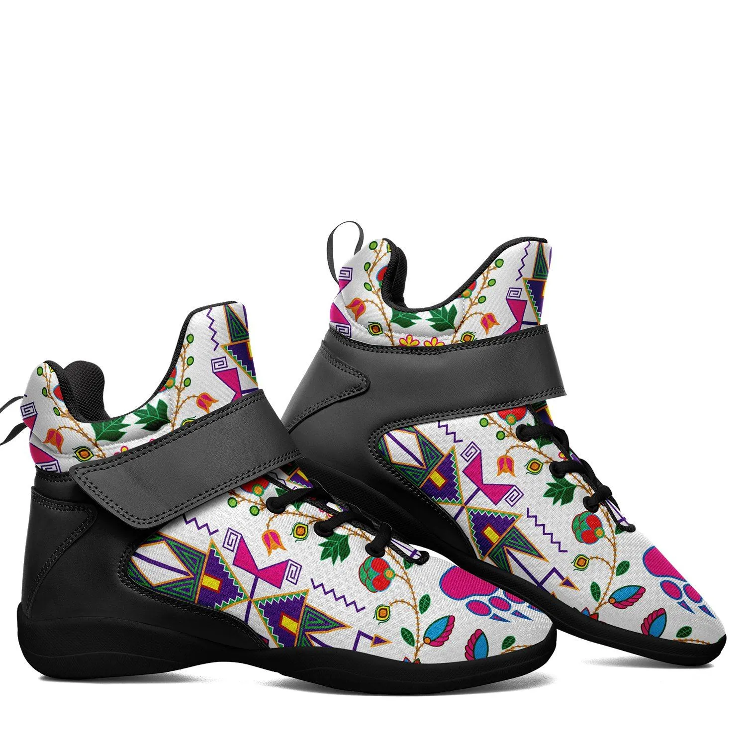 Geometric Floral Fall White Ipottaa Basketball / Sport High Top Shoes