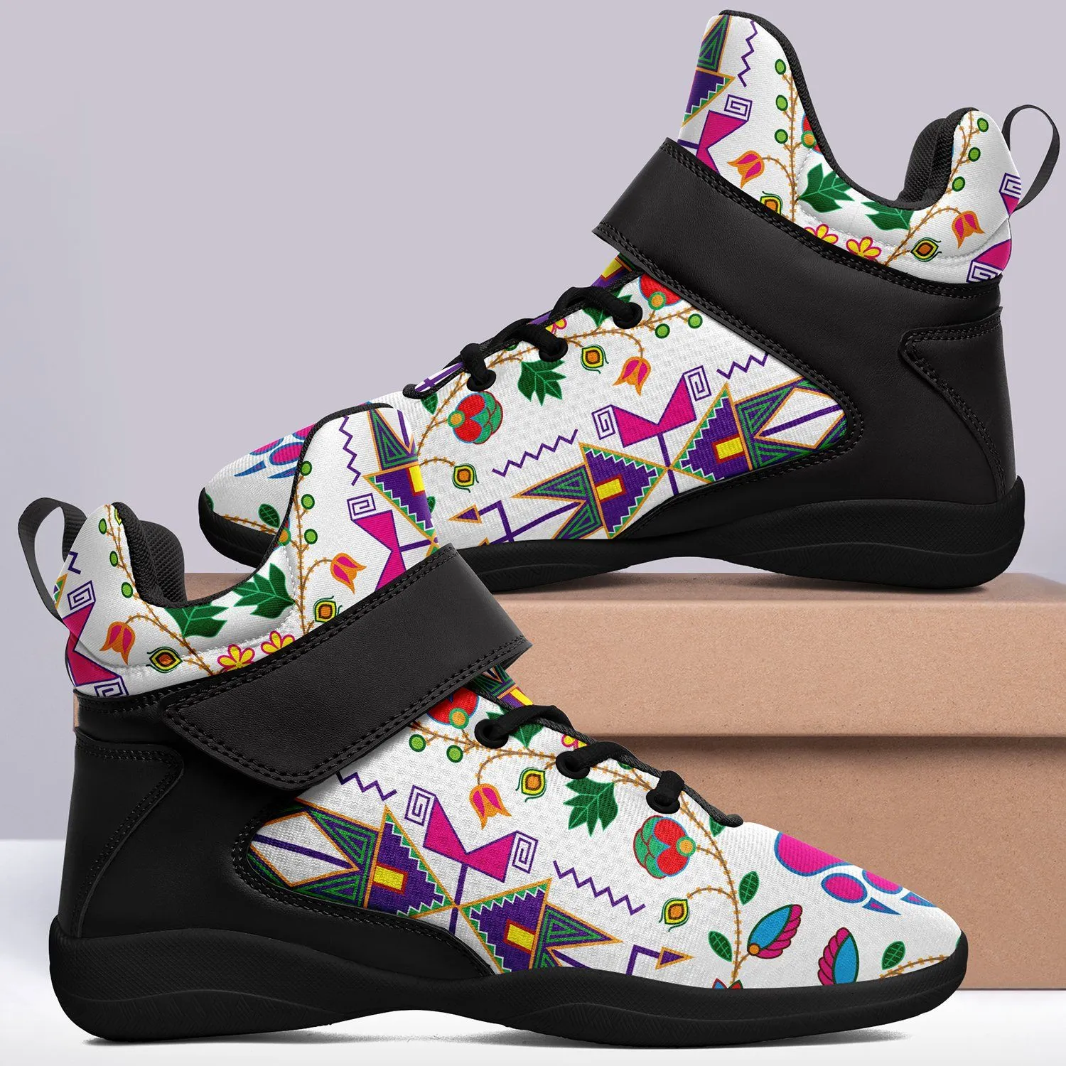 Geometric Floral Fall White Ipottaa Basketball / Sport High Top Shoes