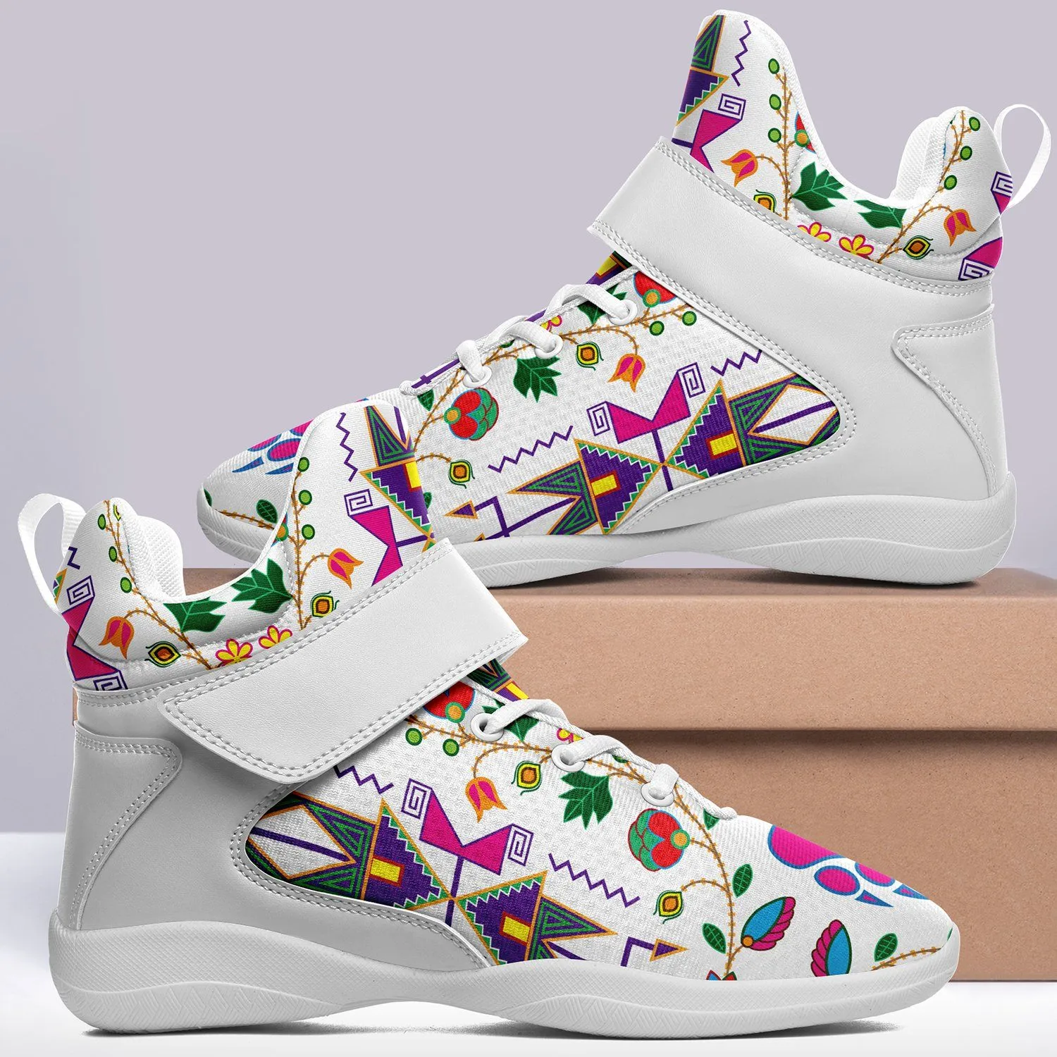 Geometric Floral Fall White Ipottaa Basketball / Sport High Top Shoes