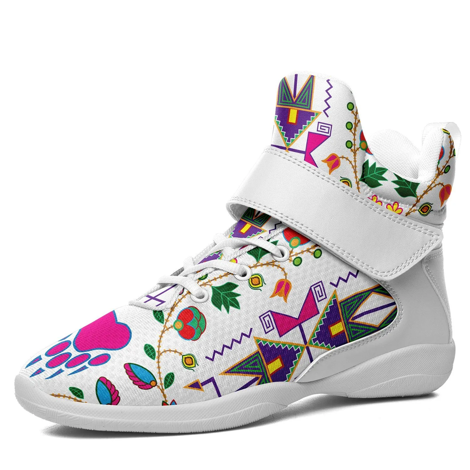 Geometric Floral Fall White Ipottaa Basketball / Sport High Top Shoes