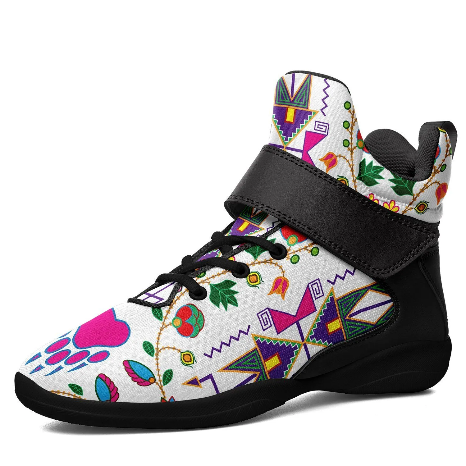 Geometric Floral Fall White Kid's Ipottaa Basketball / Sport High Top Shoes