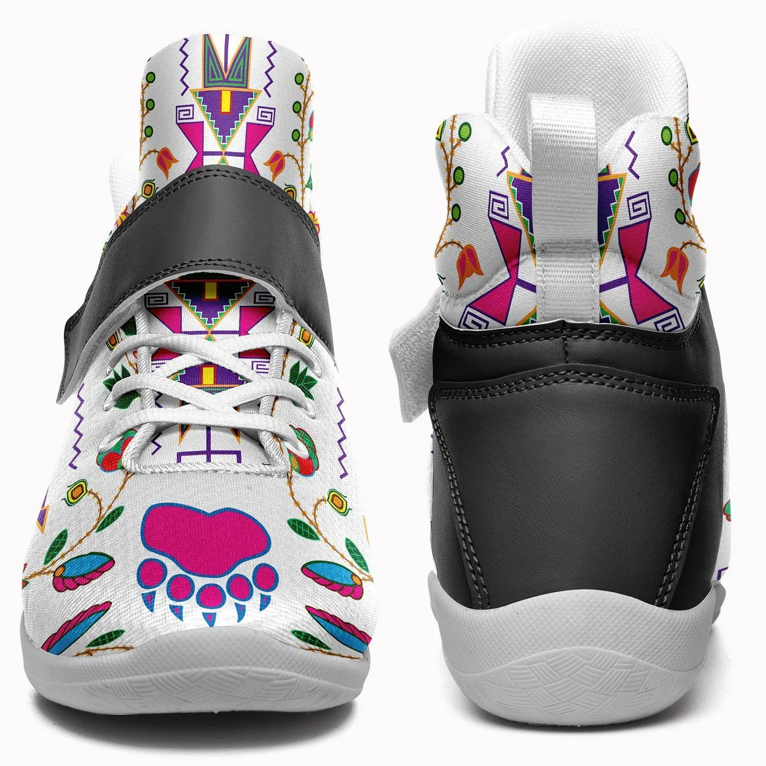 Geometric Floral Fall White Kid's Ipottaa Basketball / Sport High Top Shoes