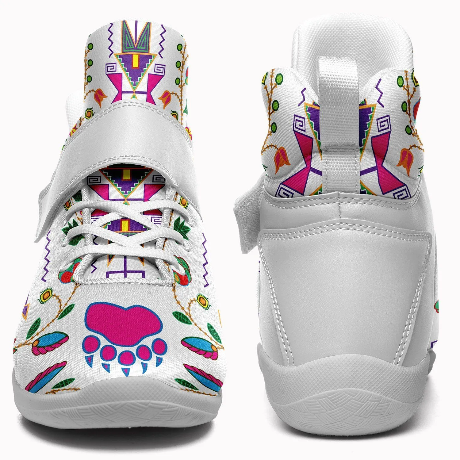 Geometric Floral Fall White Kid's Ipottaa Basketball / Sport High Top Shoes