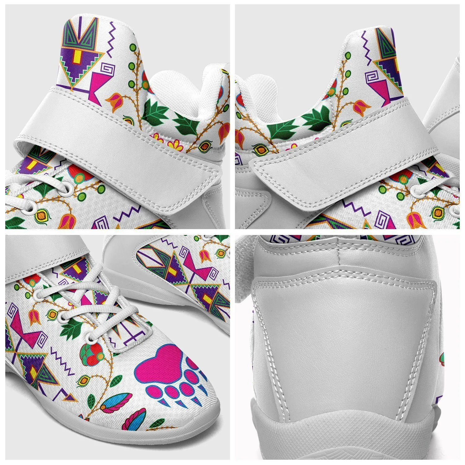 Geometric Floral Fall White Kid's Ipottaa Basketball / Sport High Top Shoes