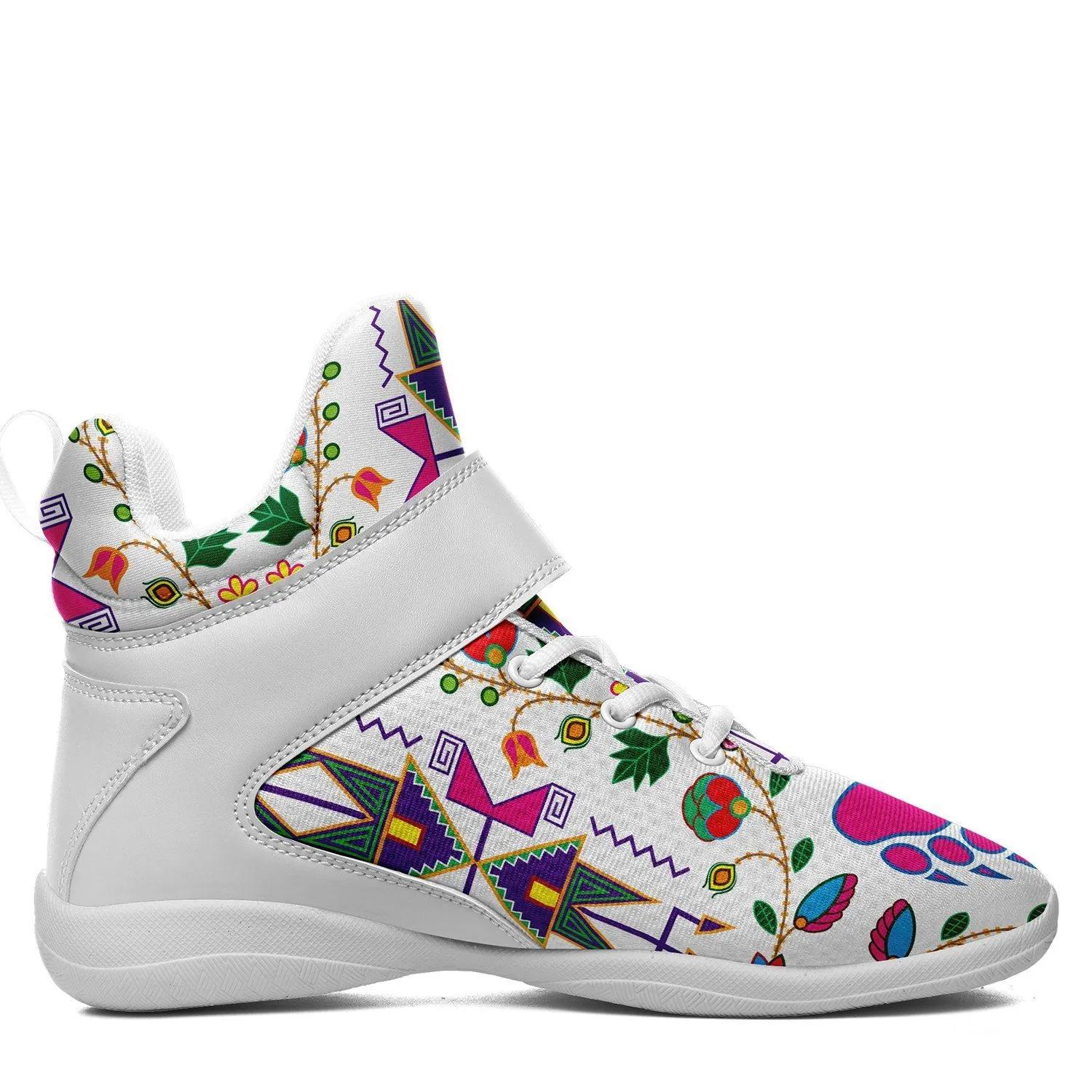 Geometric Floral Fall White Kid's Ipottaa Basketball / Sport High Top Shoes