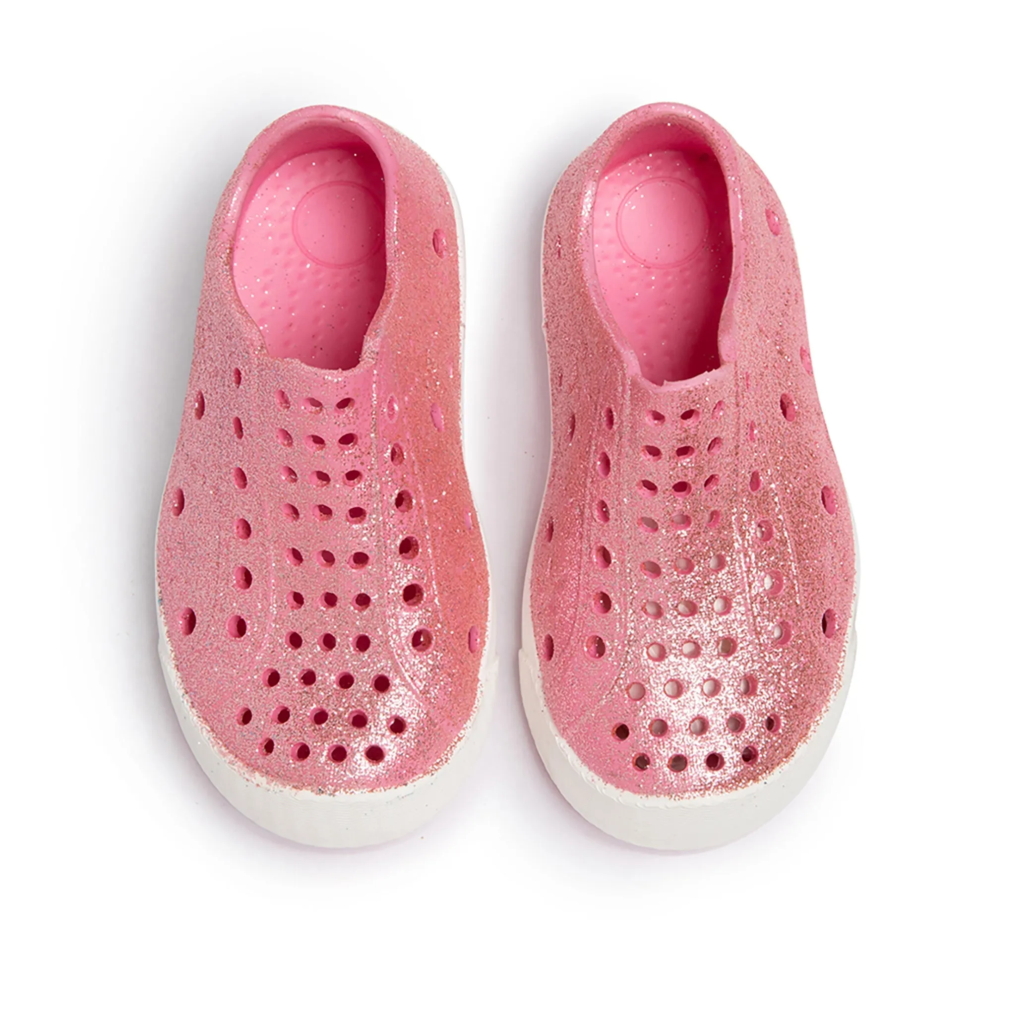 Girls Perforated Slip On Water Sneakers in Pink Glitter - Prism