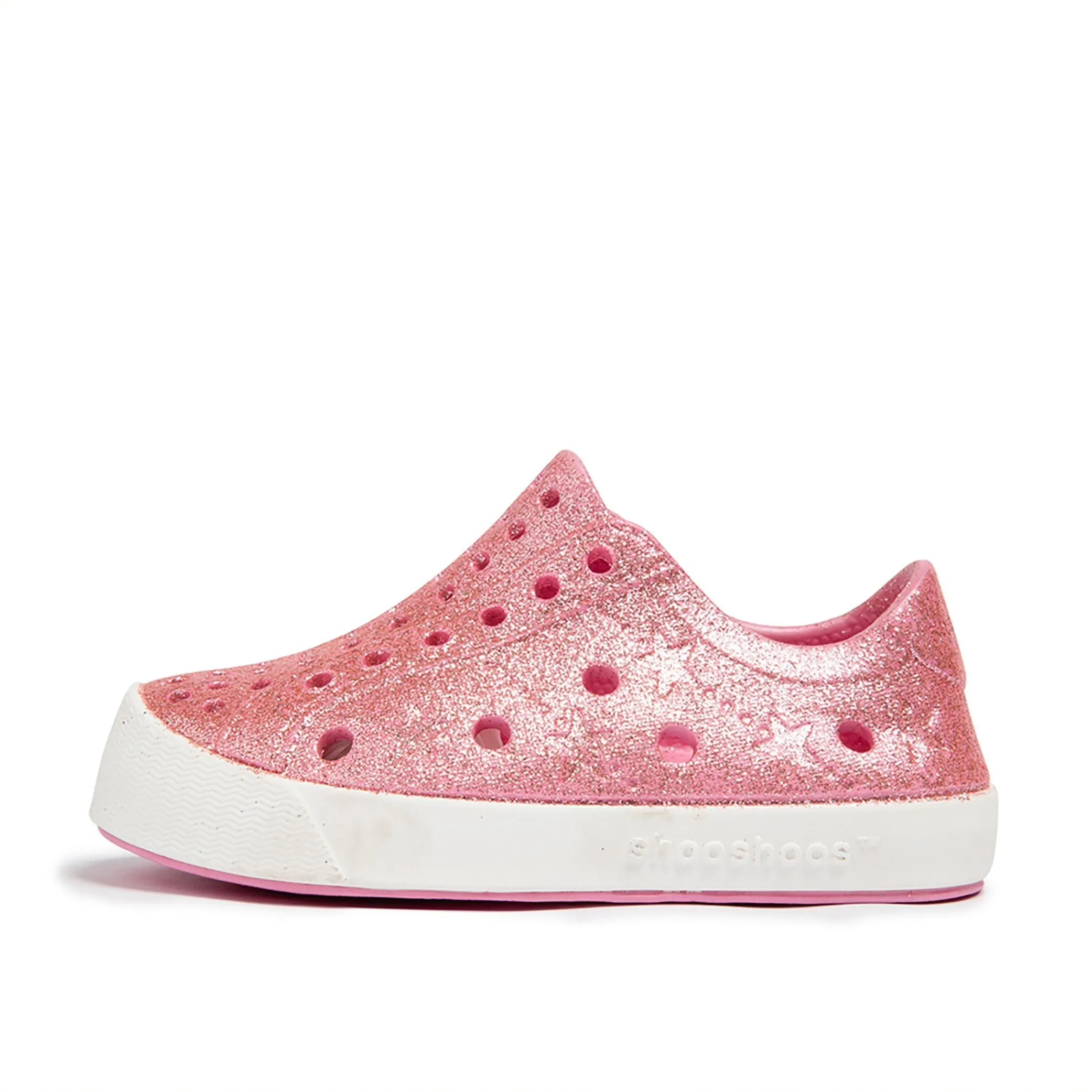 Girls Perforated Slip On Water Sneakers in Pink Glitter - Prism