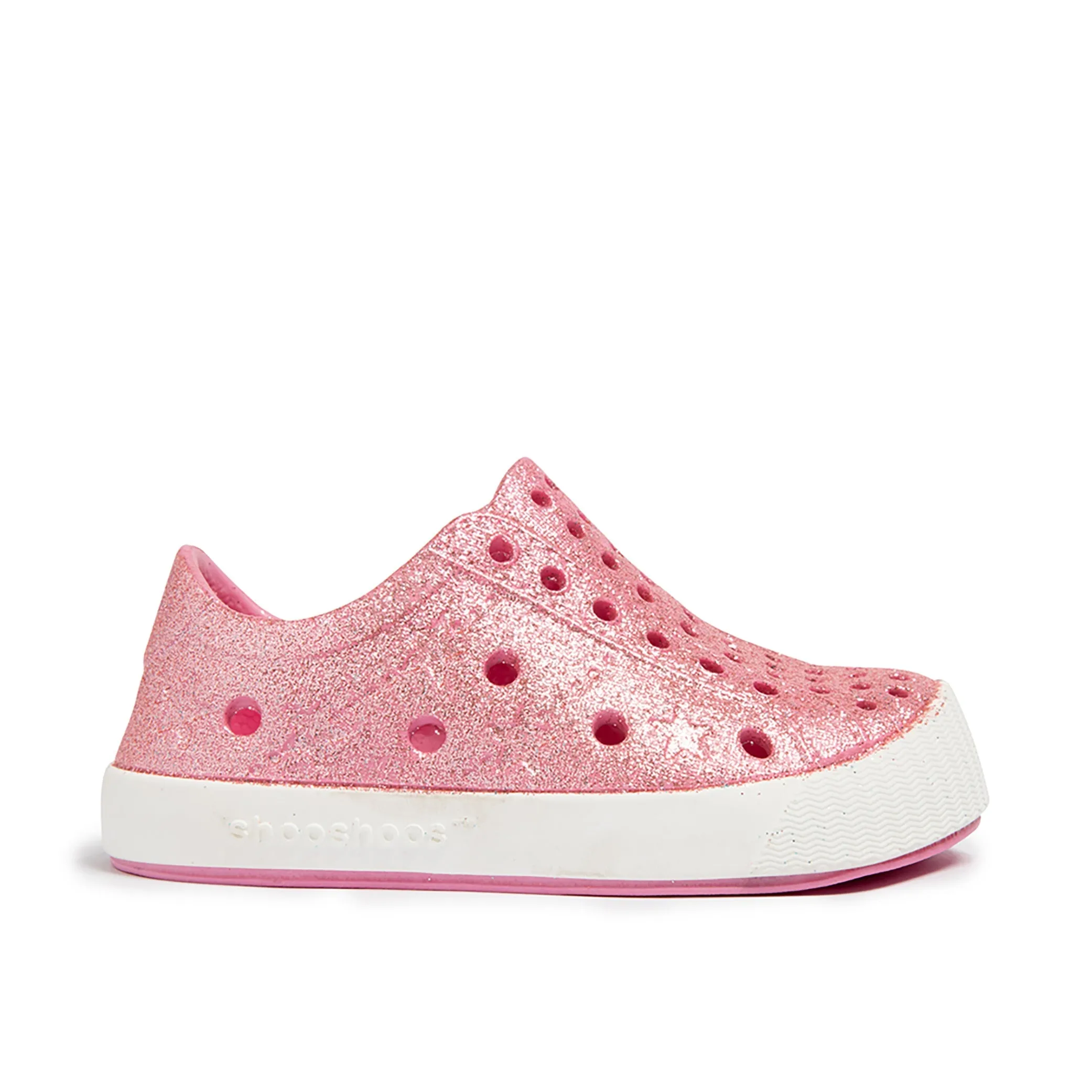 Girls Perforated Slip On Water Sneakers in Pink Glitter - Prism