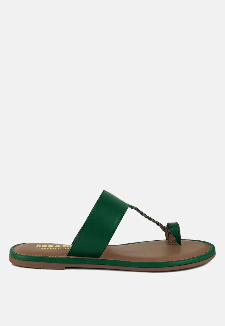 HARRIS Green Toe Ring Braided Slip Ons