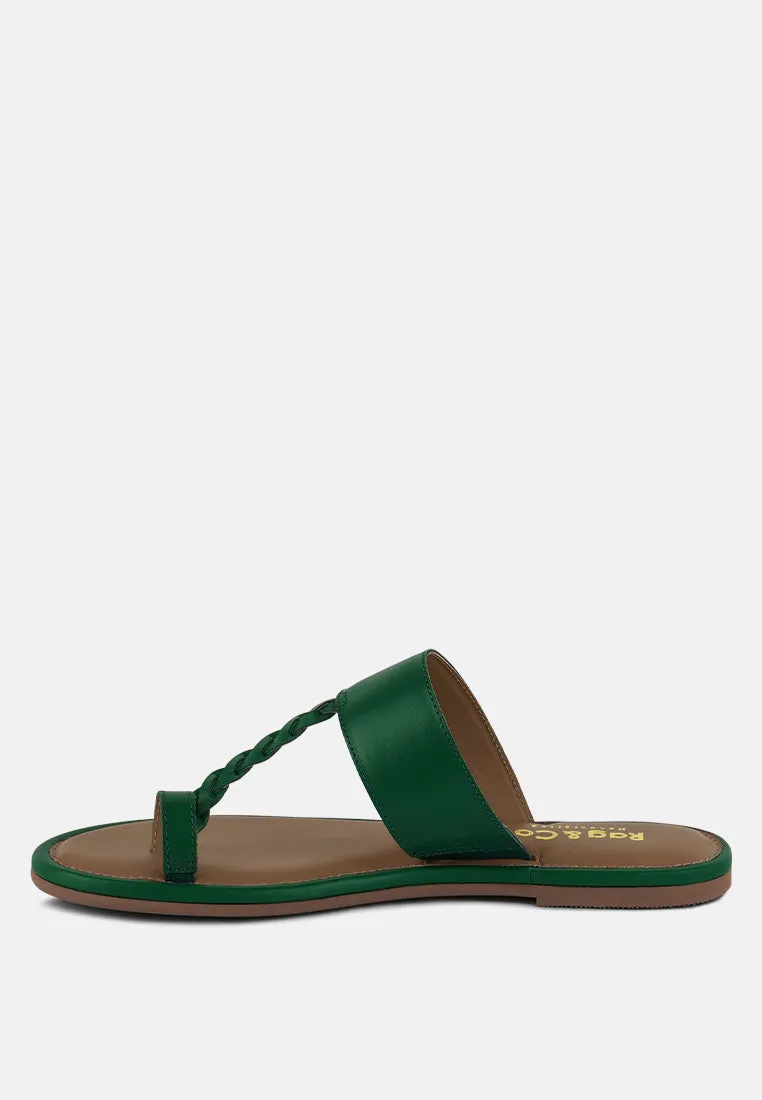 HARRIS Green Toe Ring Braided Slip Ons