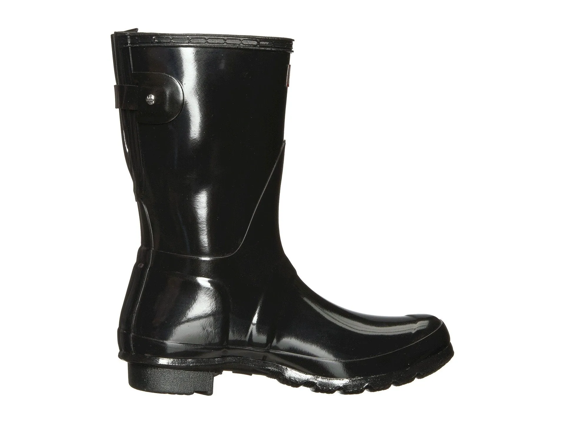 Hunter Original Back Adjustable Short Gloss Rain Boots, black