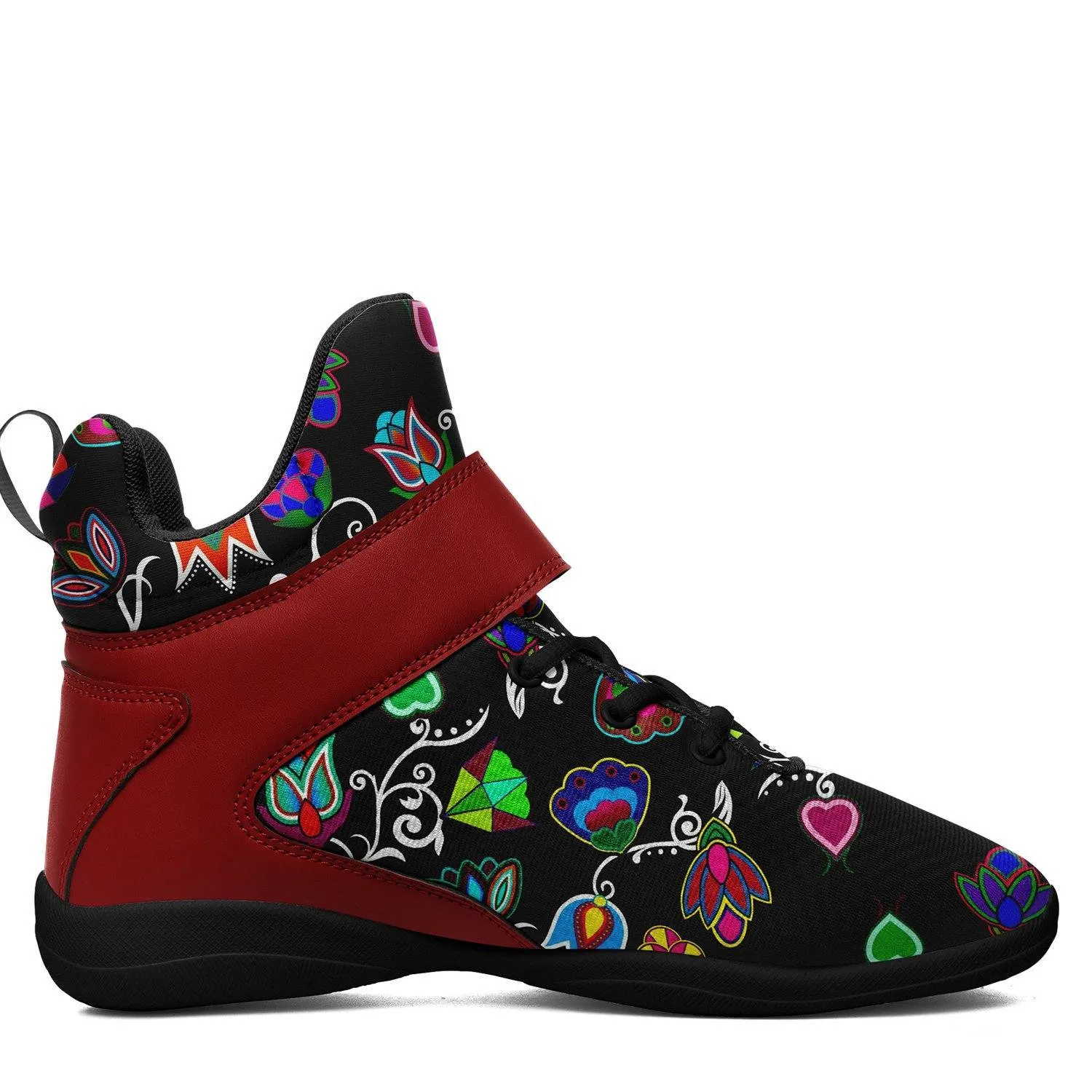 Indigenous Paisley Black Ipottaa Basketball / Sport High Top Shoes - Black Sole