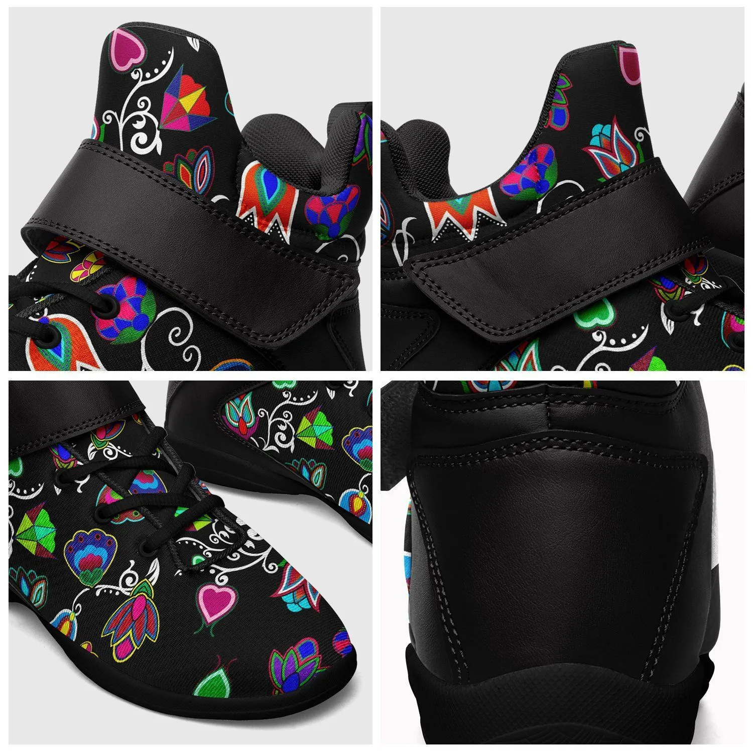 Indigenous Paisley Black Ipottaa Basketball / Sport High Top Shoes - Black Sole